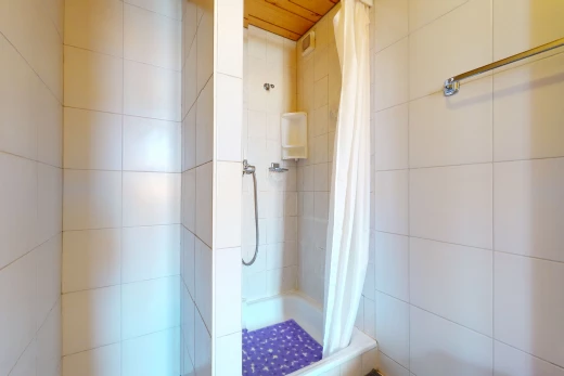 bathroom with shower curtain and a shower