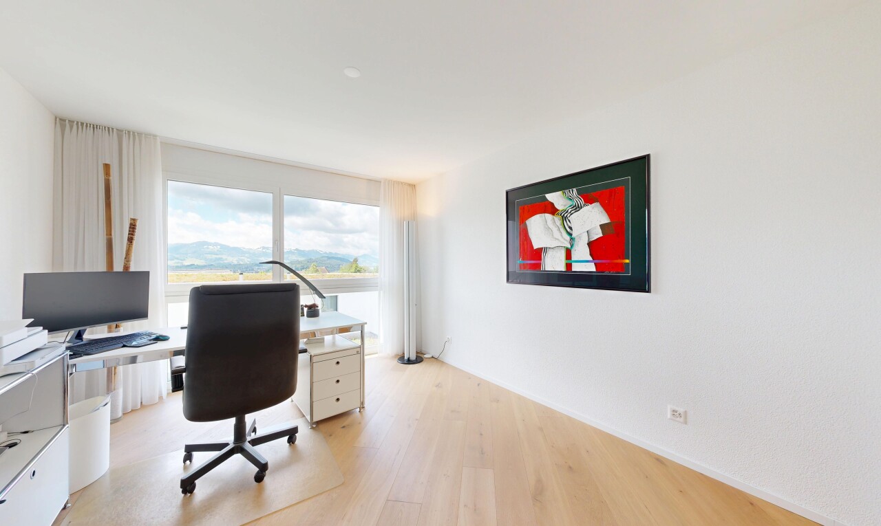 office area with light wood-style flooring