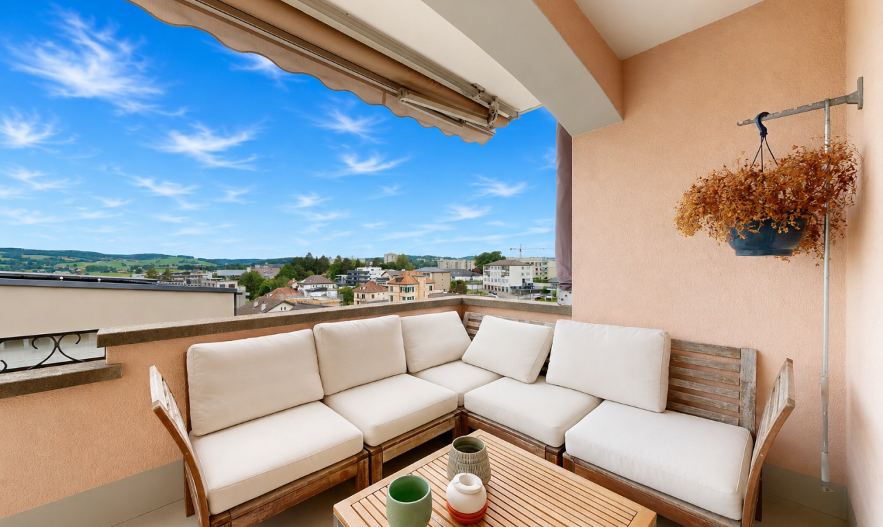 terrasse avec espace de vie extérieur, day time, et from property