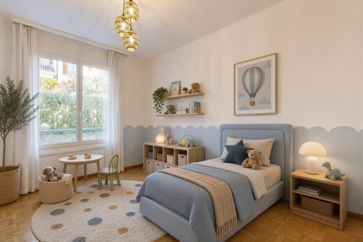 room / bedroom featuring parquet flooring