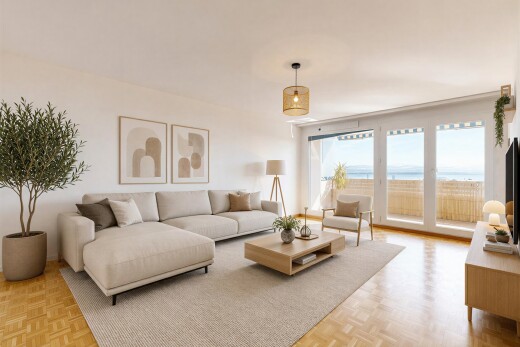 living room with parquet floors