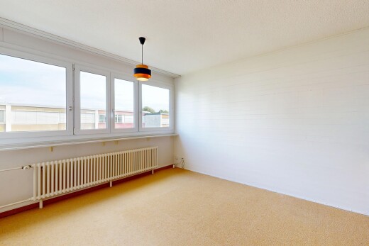 leerer raum mit kühler, natürliches licht, natural light, teppich, und carpet