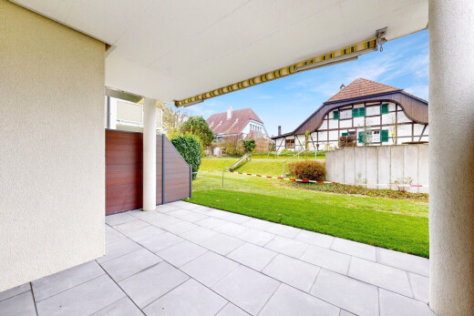 terrasse mit rasen, terrasse, day time, from property, und zaun