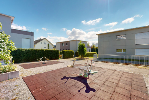 terrasse mit wohngebietblick, zaun, und terrasse