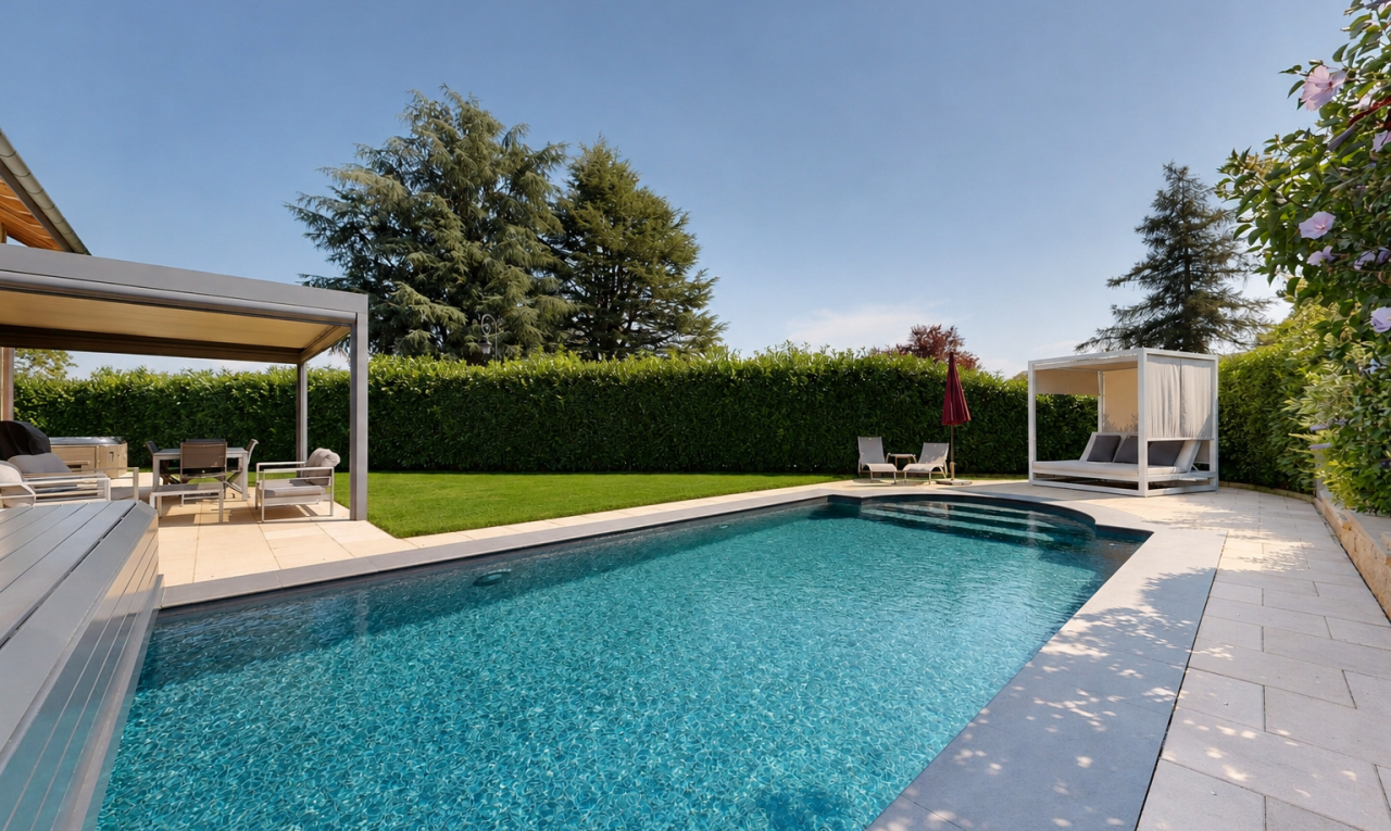 piscine avec piscine, terrasse, from property, et day time
