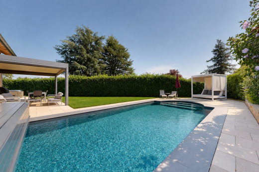 piscine avec piscine, terrasse, from property, et day time