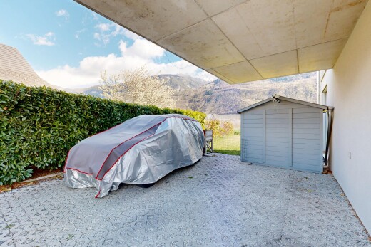 terrasse mit from property, day time, mountain view, blick auf die berge, und schuppen