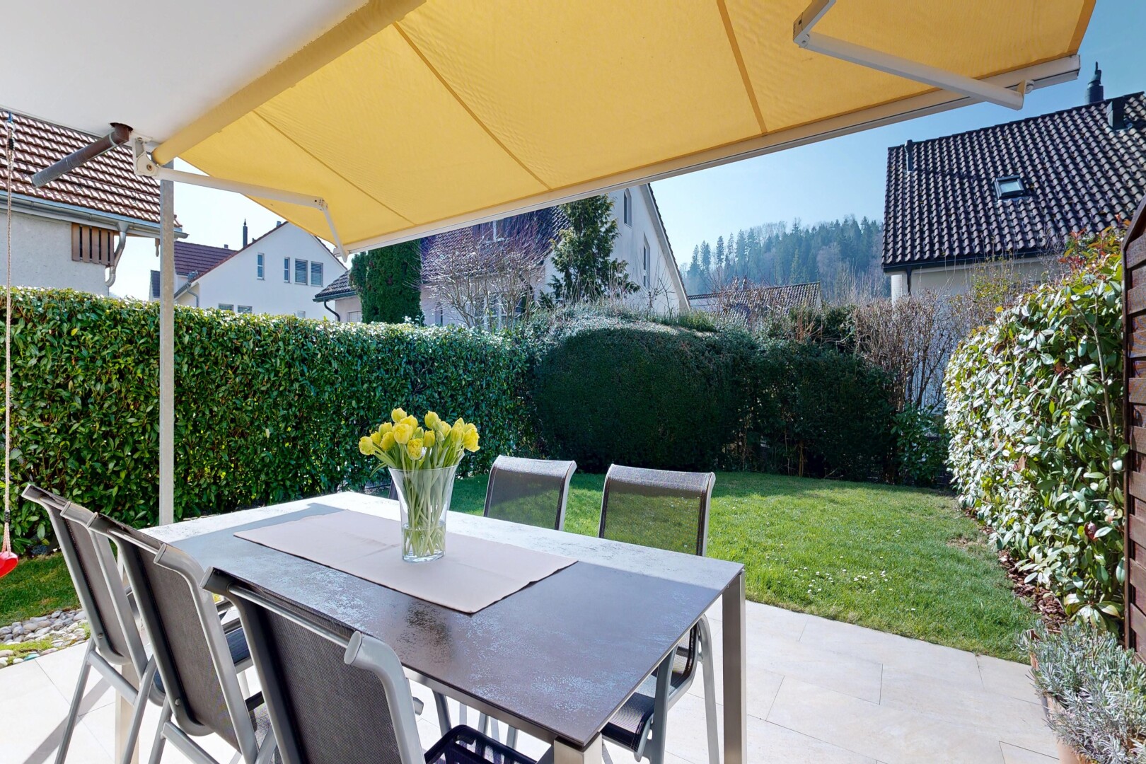 terrace with outdoor dining space, a patio area, and a fenced backyard