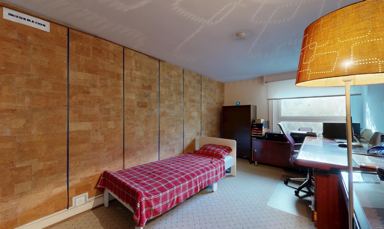 chambre avec espace bureau, lumière naturelle, inside property, carpet, et moquette