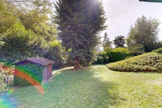 jardin avec pelouse, structure extérieure, et abri
