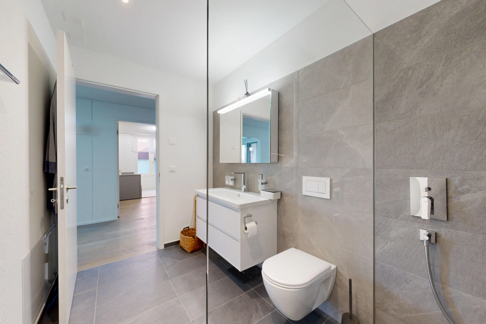 bathroom featuring vanity, tile walls, and tile patterned floors