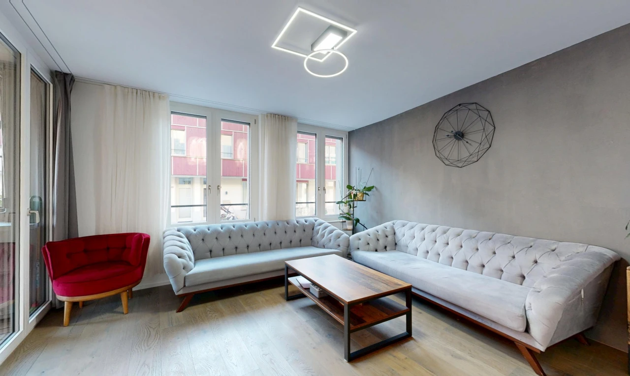 living room with light wood-style floors