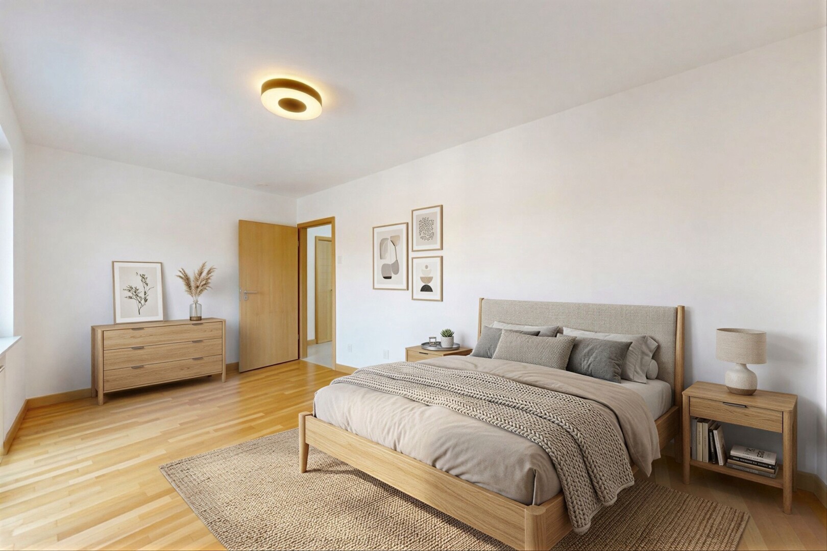 zimmer / schlafzimmer mit inside property, gipskartonwand, drywall, holzfußboden, und wood finish floor