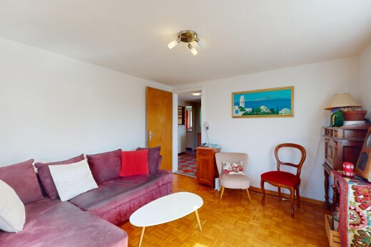 living area with baseboards