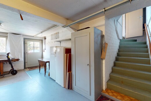 stairway with finished concrete flooring