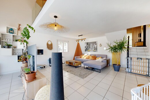 view of tiled living area