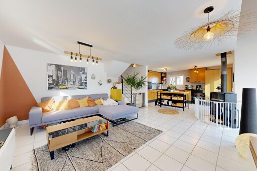 living / dining room featuring light tile patterned flooring