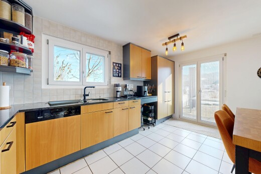 kitchen featuring healthy amount of natural light, decorative backsplash, dishwashing machine, and open shelves