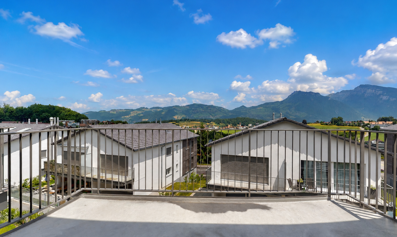 terrasse mit blick auf die berge, mountain view, terrasse, und day time
