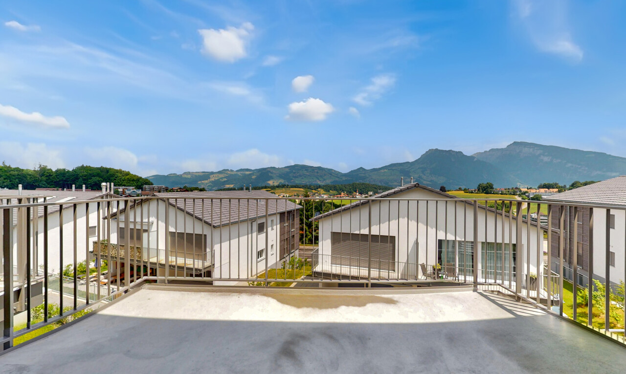 terrasse mit terrasse, mountain view, blick auf die berge, und day time