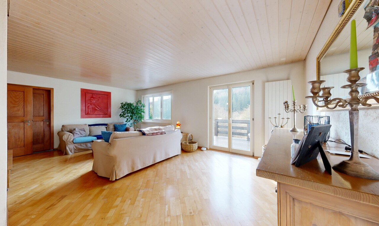 salon avec sol en finition bois, wood finish floor, lumière naturelle, natural light, et inside property