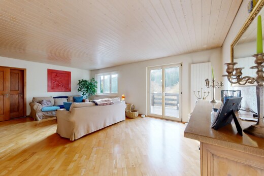 salon avec sol en finition bois, wood finish floor, lumière naturelle, natural light, et inside property