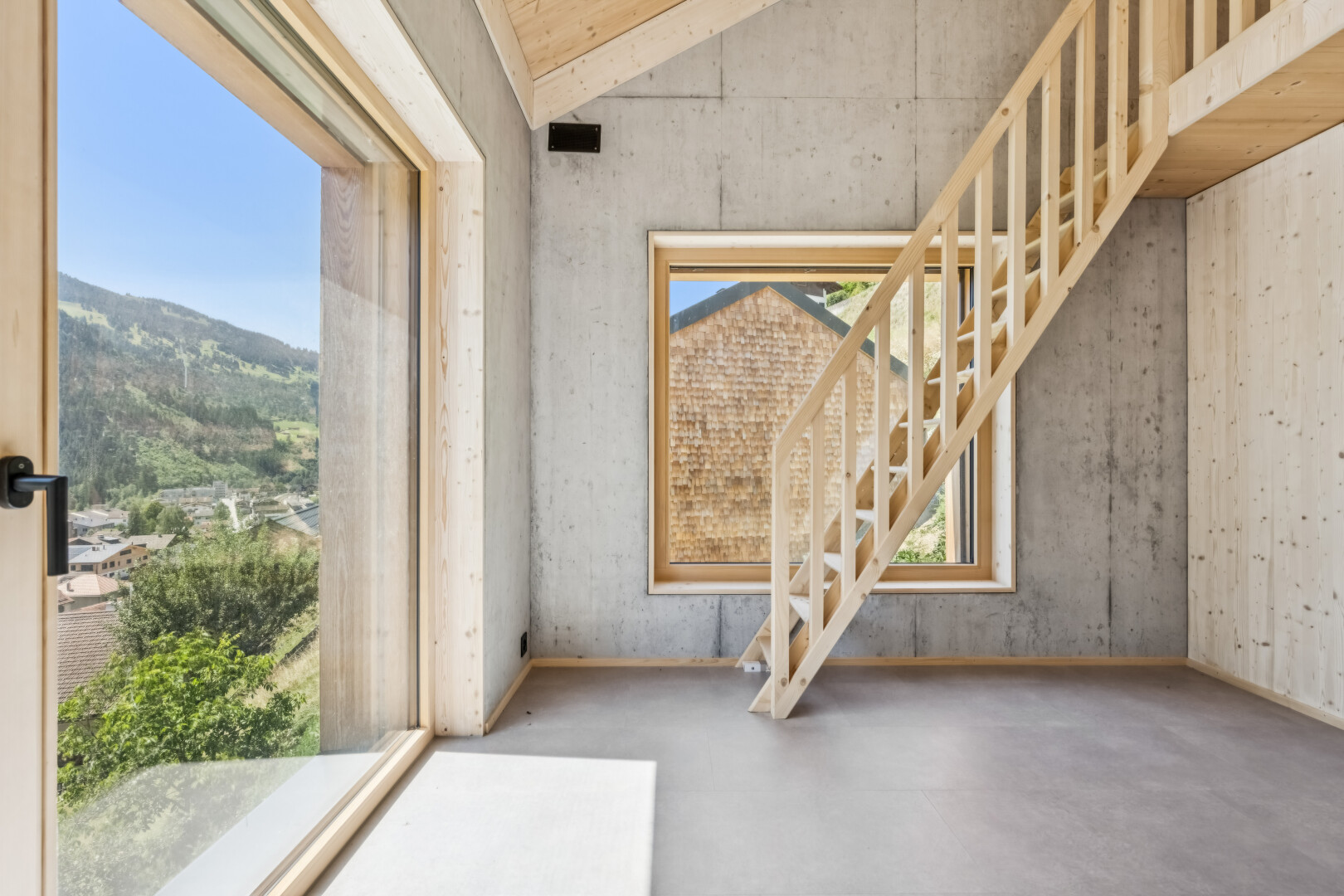 treppe mit betonmauer, concrete wall, treppen, day time, und betonboden