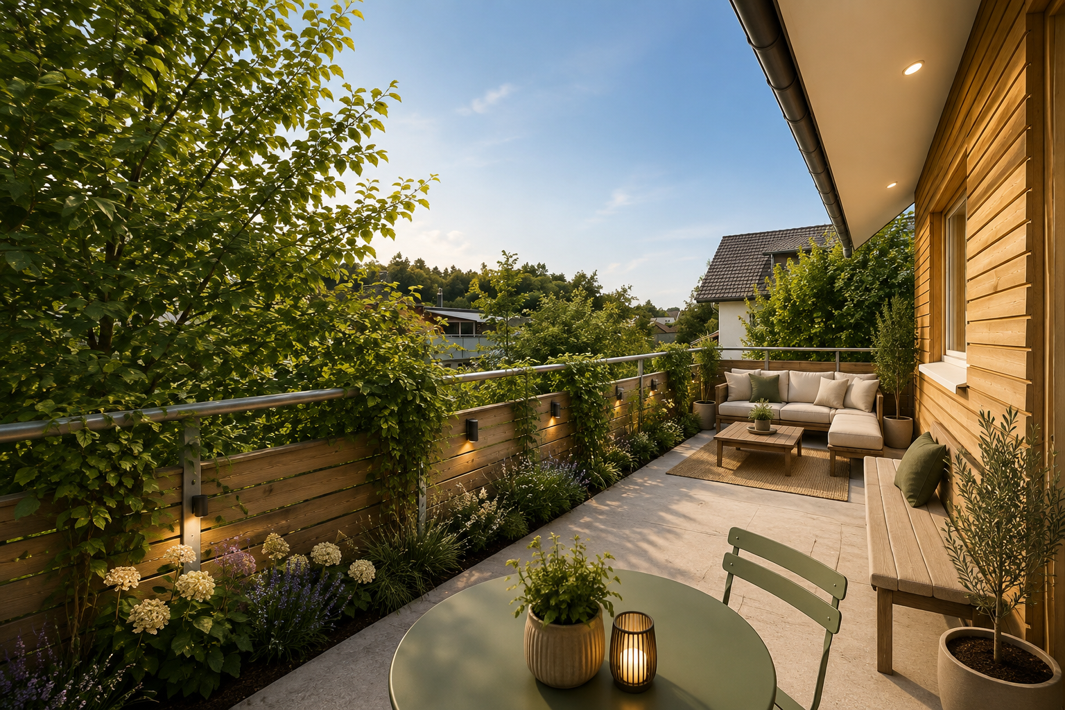 terrasse mit zaun, from property, und day time