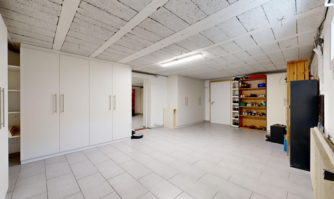 leerer raum mit keller, inside property, light floor, eingebaute regale, und drywall