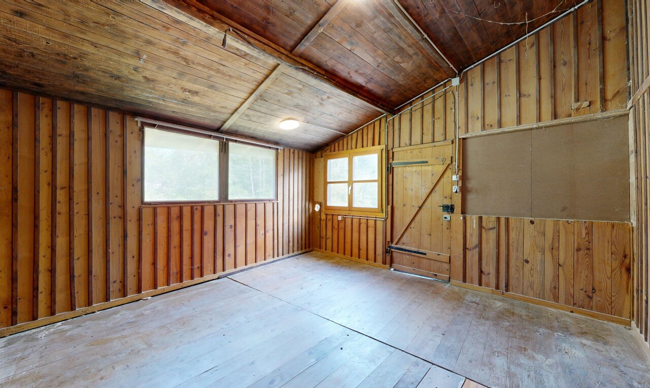 leerer raum mit natürliches licht, natural light, dachschräge, vaulted ceiling, und inside property