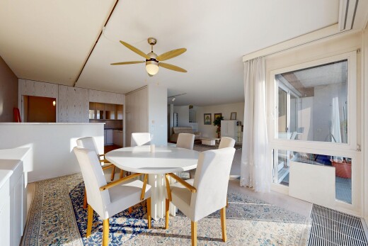 dining room featuring a ceiling fan