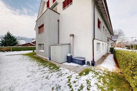 außenansicht mit vertikale verkleidung, day time, und snow