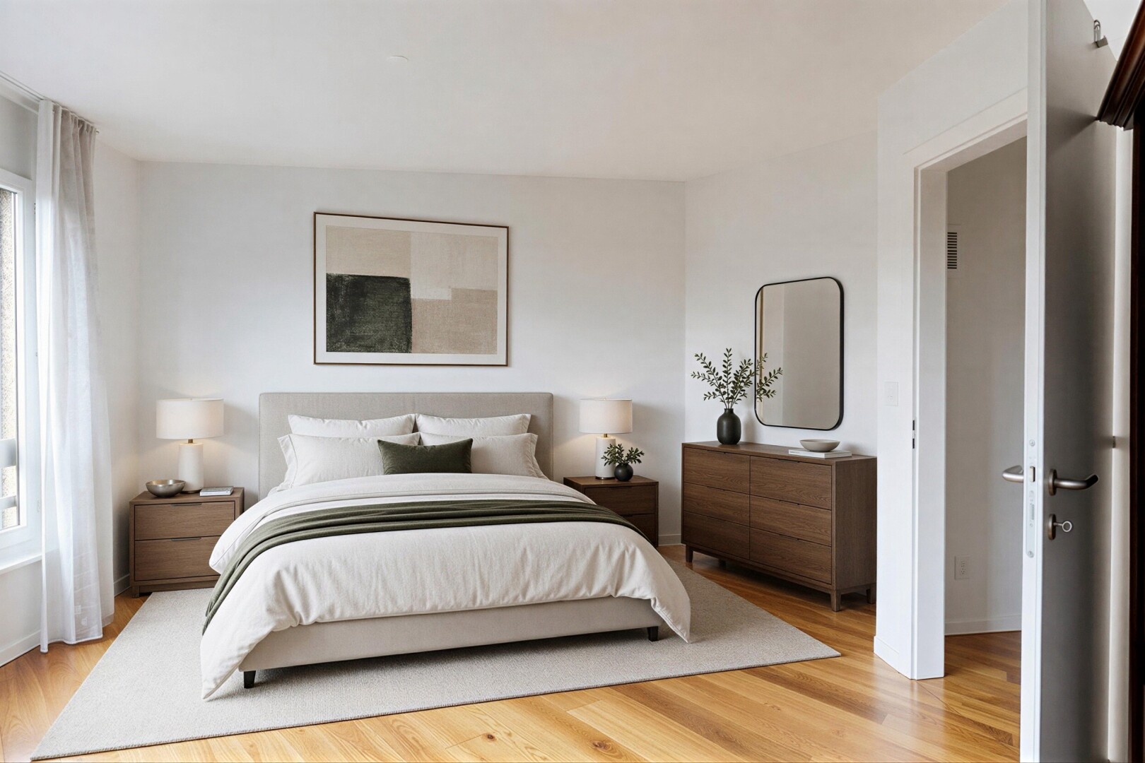room / bedroom featuring light wood-type flooring and baseboards
