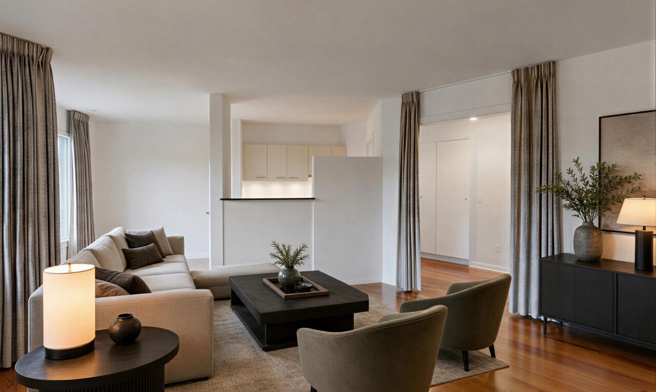 living room with light wood-type flooring