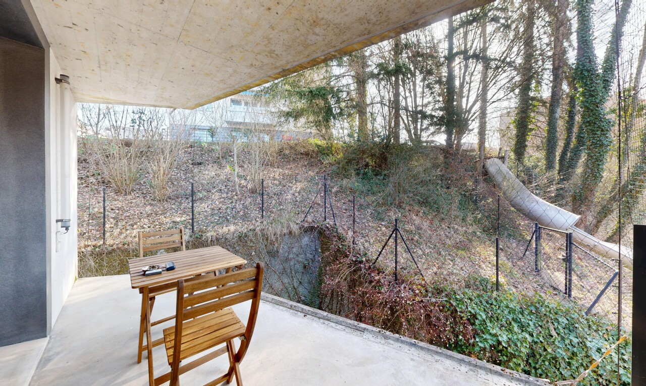 terrasse mit terrasse, from property, und overcast