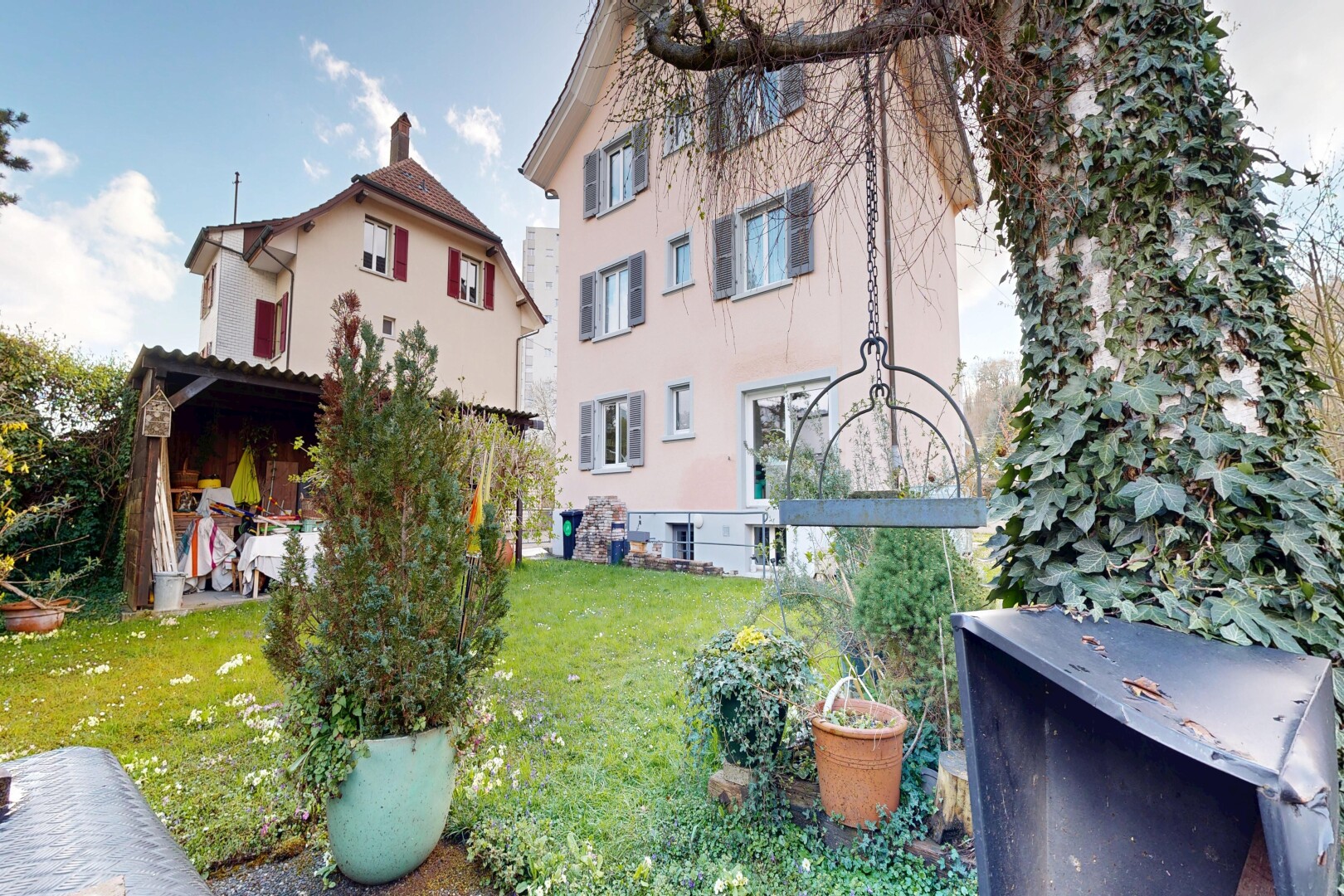 garden featuring a lawn and a patio area