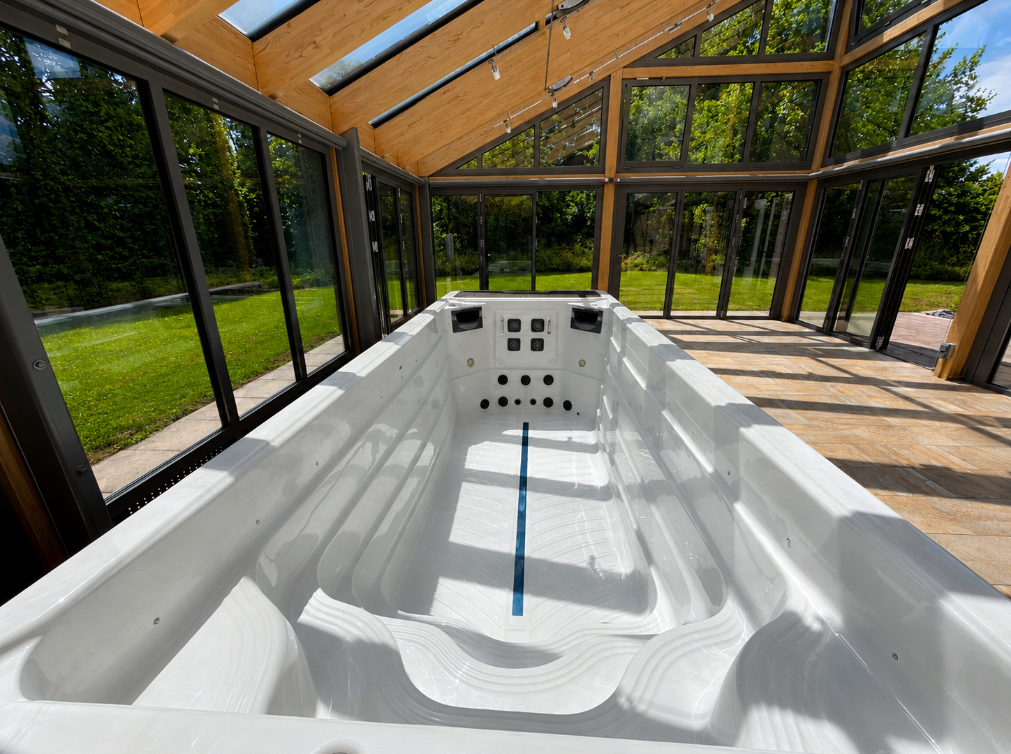 terrasse mit wintergarten, waldblick, und woods view