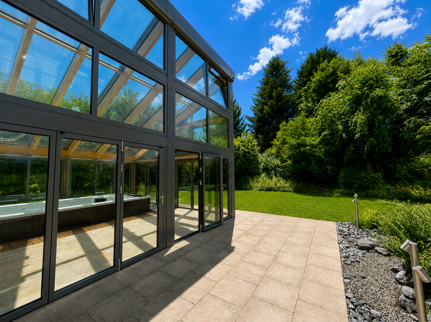 terrasse mit wintergarten, whirlpool, terrasse, from property, und day time