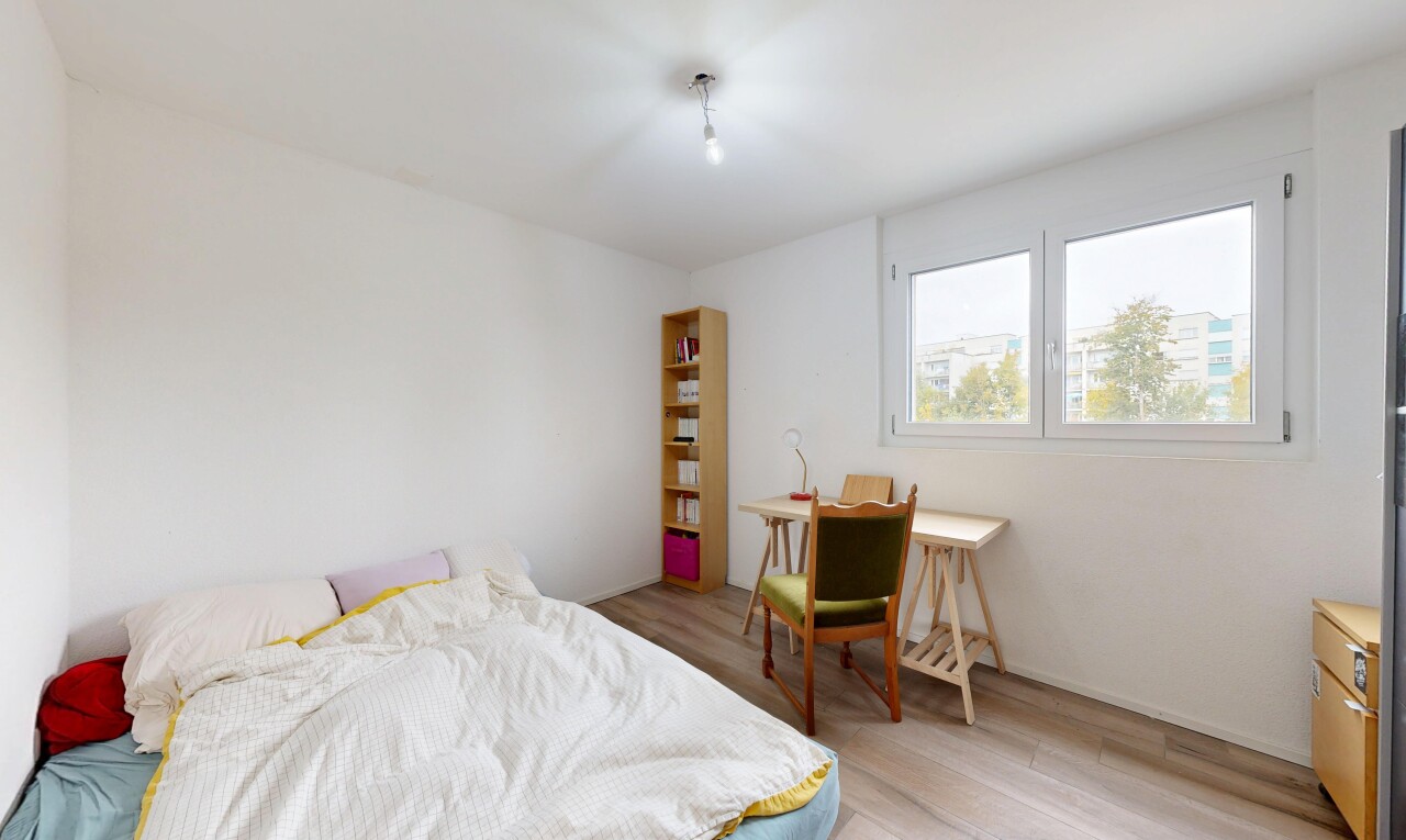 room / bedroom with light wood-type flooring and baseboards