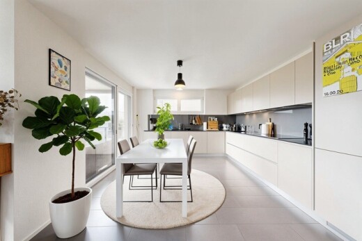 küche mit schränke mit flachen paneelen, natürliches licht, natural light, inside property, und weiße schränke