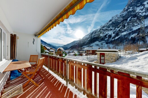 balkon mit balkon, snow, mountain view, from property, und blick auf die berge