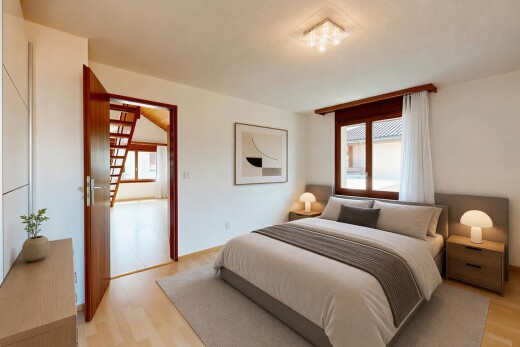 chambre avec drywall, cloison sèche, wood finish floor, sol en finition bois, et inside property