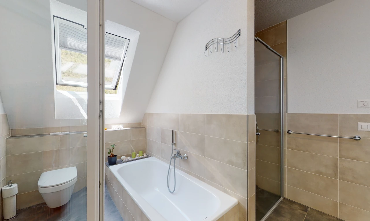 salle de bains avec baignoire et toilette