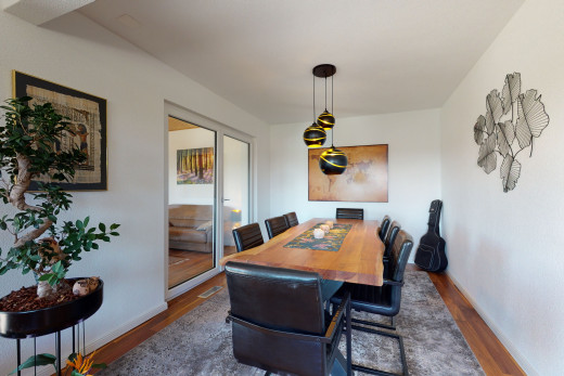 view of wood floored dining area