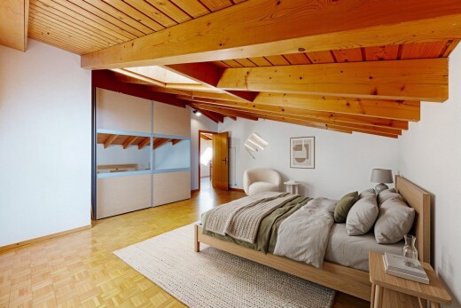 zimmer / schlafzimmer mit inside property, wood ceiling, holzdecke, drywall, und gipskartonwand