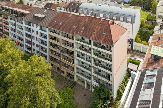 außenansicht mit apartment complex view, blick auf wohnanlage, und drone view