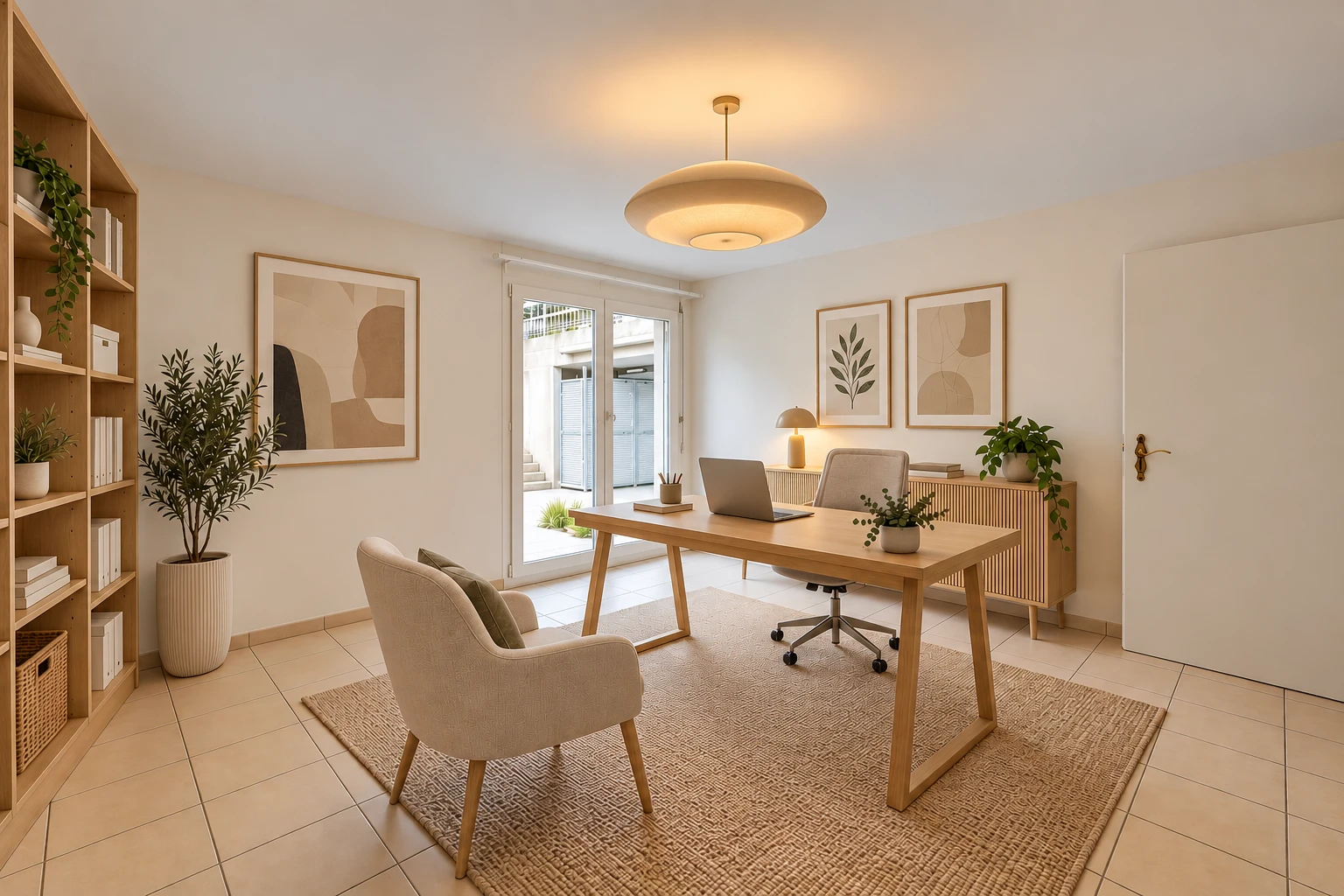 leerer raum mit light floor, außenzugang, gipskartonwand, drywall, und fliesenboden