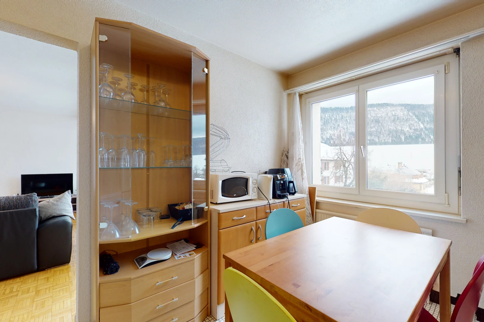 office featuring natural light and microwave