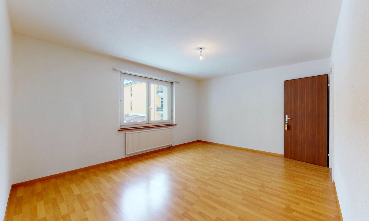 wood floored spare room with natural light and radiator