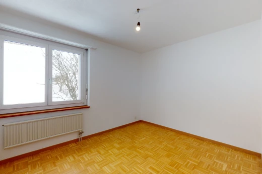 wood floored spare room with natural light and radiator